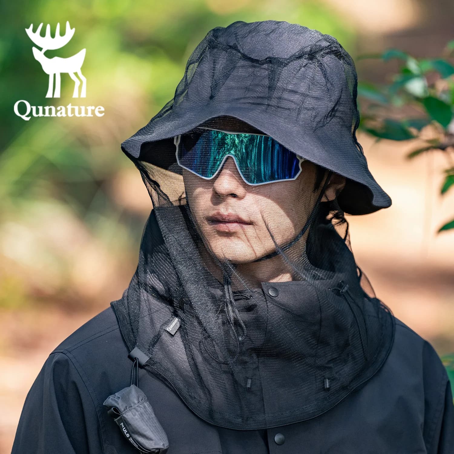 Qunature Maschera per il viso a prova di zanzara Protezione solare esterna Berretto da baseball Maglia traspirante per la pesca Escursionismo Campeggio Copertura per il viso