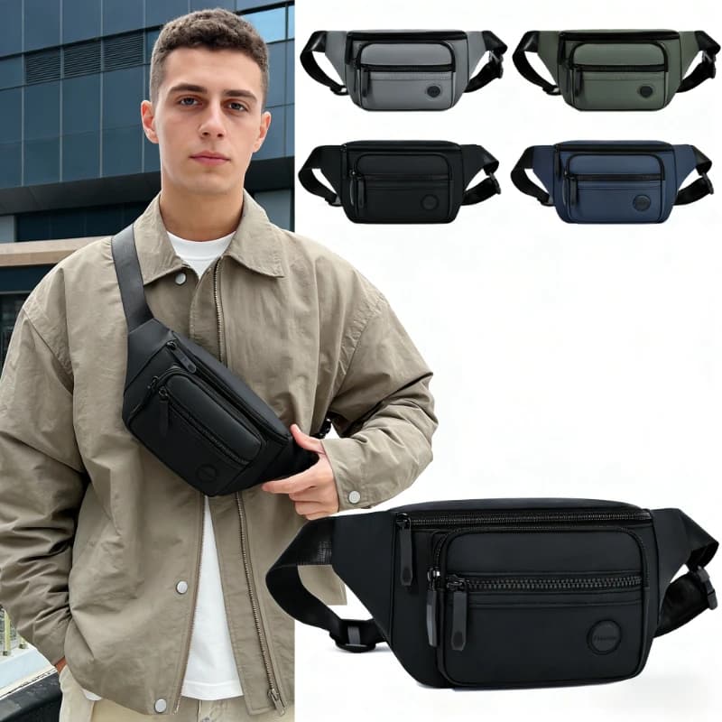 Marsupio Impermeabile Unisex in Nylon Resistente per Sport all'Aperto, Moto, Arrampicata, Viaggi