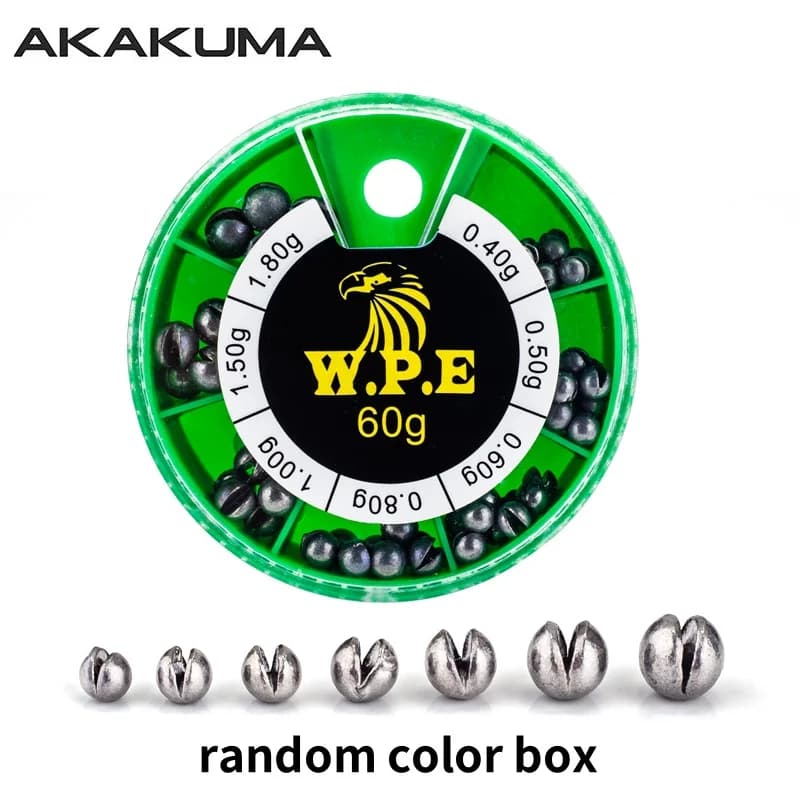 61 Pz/scatola Split Shot Lenza Piombini 7 Dimensioni Piombo Rimovibile Peso Misto Piombini da Pesca Assortimento