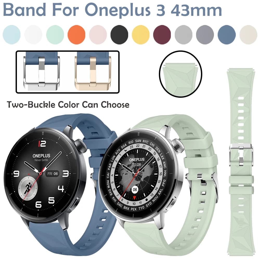 For Oneplus 3 43mm Band Sport men's adjustable breathable wrist strap with classic buckle for Oneplus 3 43mm silicone watch strap