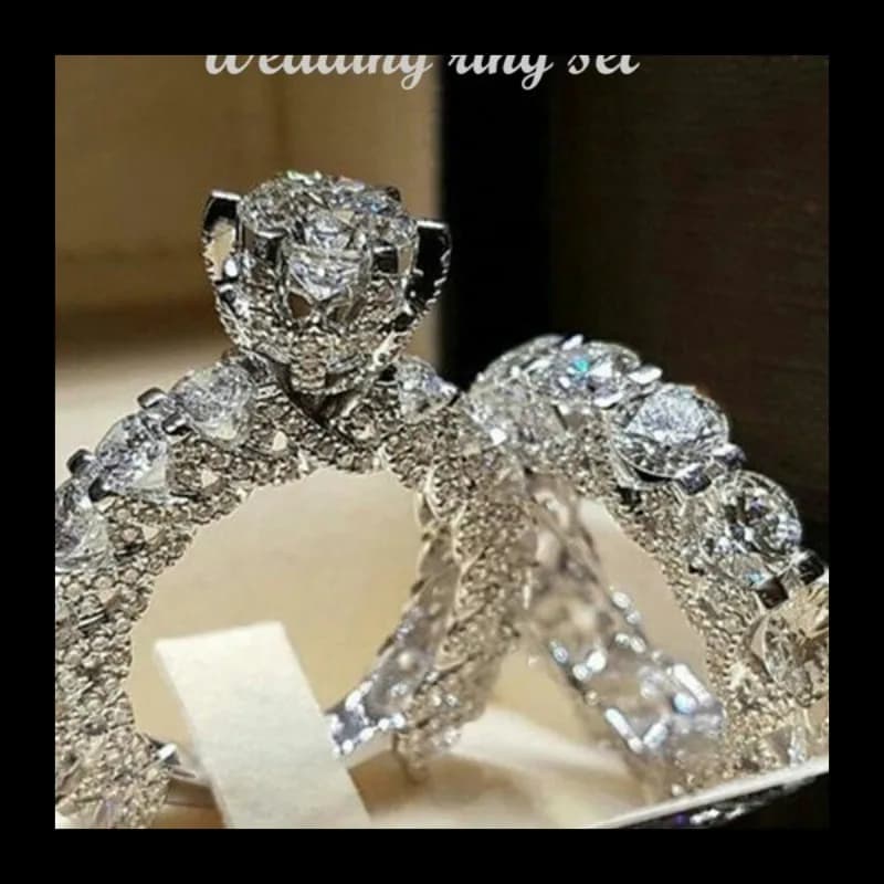 Zhenrong Wish Hot New Anello con zirconi a otto cuori e otto frecce, classico anello di fidanzamento rotondo con diamanti pieni