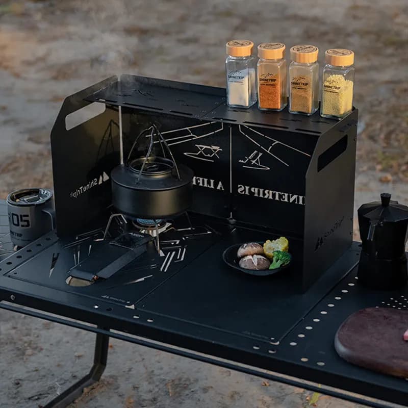 Paravento Portatile ShineTrip per Campeggio e Picnic, Protezione Antivento per Fornello, Schermo Pieghevole Rinforzato