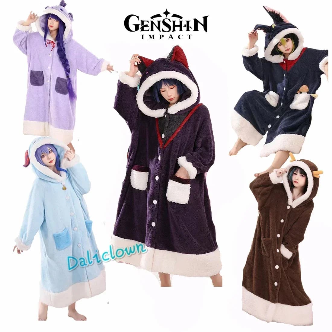 Genshin Impact Cosplay Xiao Kaeya Yae Miko Ganyu Scaramouche Wanderer Cosplay Pajama Set Blanket Winter Sleepwear Anime Costume