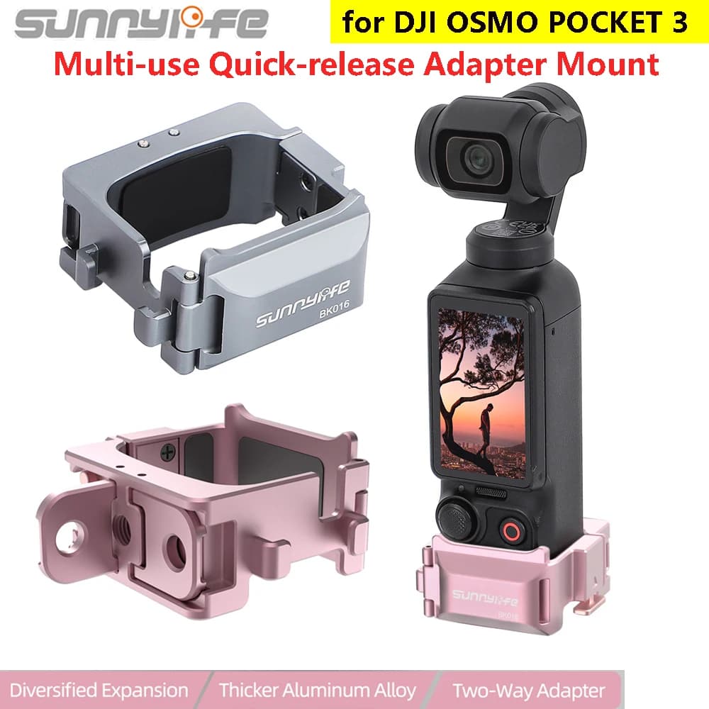 Sunnylife Camera Adapter for DJI OSMO POCKET 3 Two-way folding adapter with quick release Extension Cold skating bracket parts