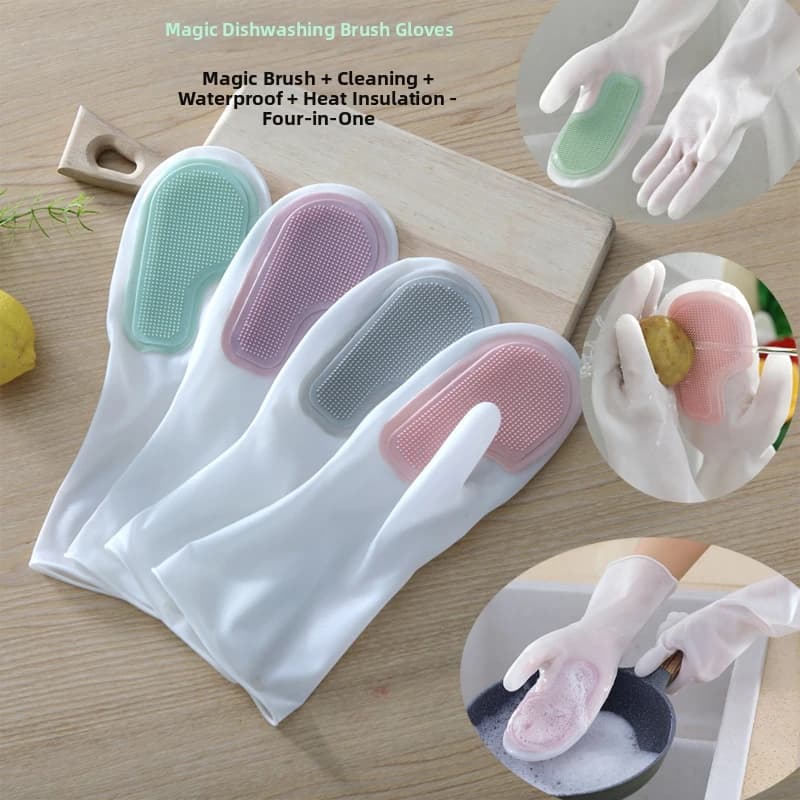 Guanti Multifunzionali Magici per Lavare i Piatti, Guanti in Plastica e Lattice Impermeabili per Pulizie Domestiche e Lavaggio