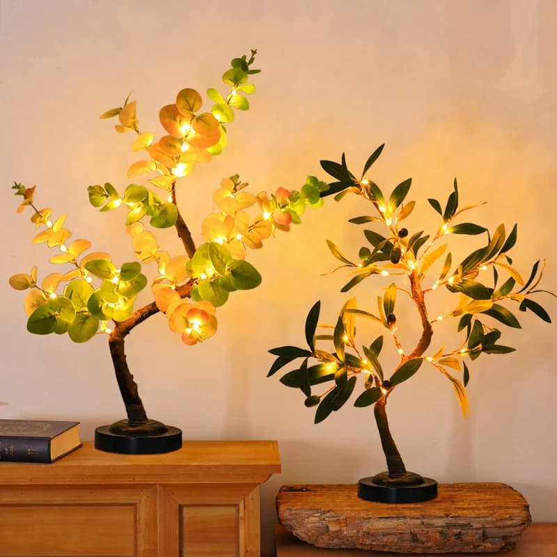 Lampada da tavolo a LED per albero Luci notturne per albero fatato a batteria con base rimovibile per regalo di nozze per feste Decorazione da comodino estiva da campeggio
