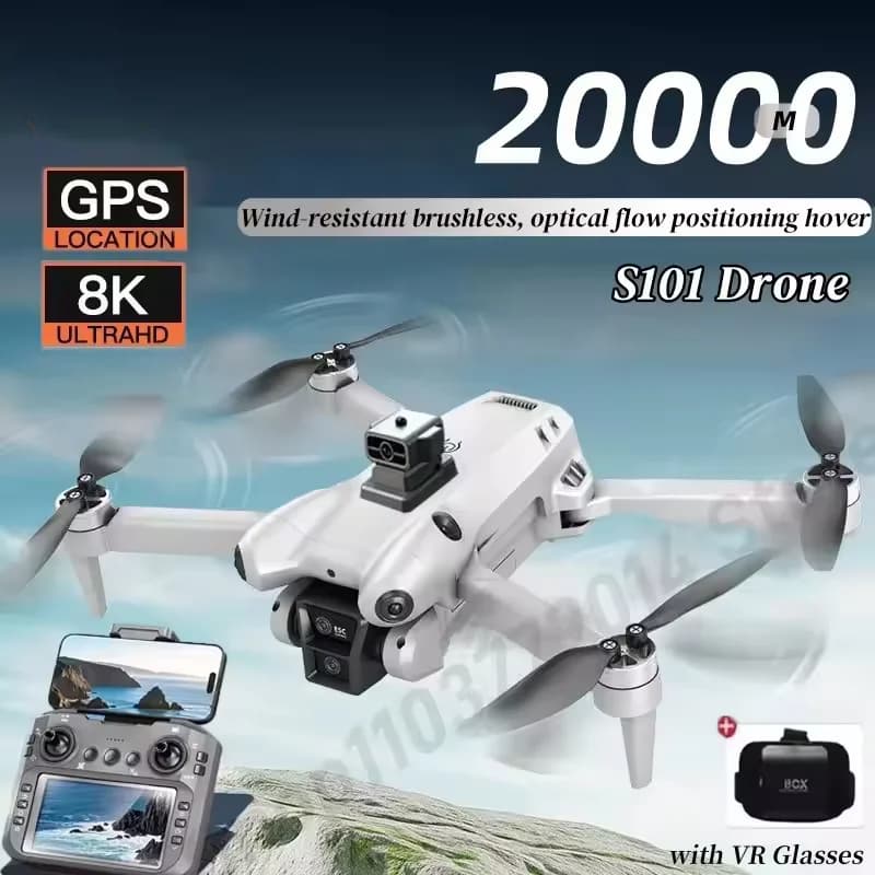 S101 Drone 8K HD Professionale Doppia Fotocamera 5G WiFi 120 ° UAV ESC grandangolare con schermo per evitare ostacoli Quadcopter 20000M