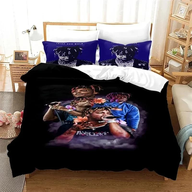 Nuovo set biancheria da letto Juice Wrld per camera da letto copriletti morbidi e moderni copripiumino per bambini comodi copripiumino e federa
