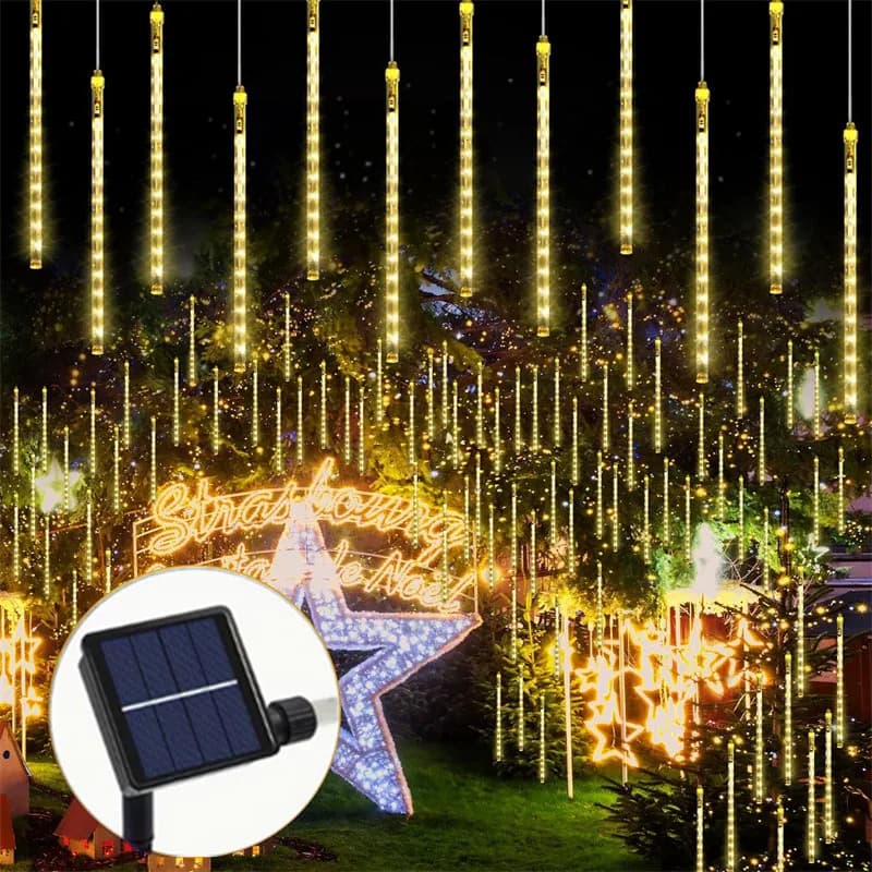 Luci Solari a Cascata per Ramadan 288LED/192LED, Decorazione per Matrimoni, Alberi, Strade, Case, Esterni, Forniture per Eid Al-Adha Mubarak
