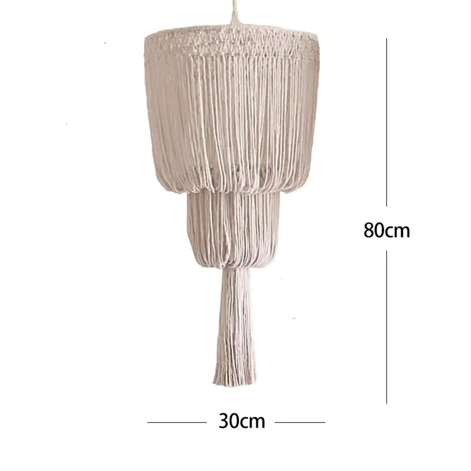Artisan Macrame Lamp Shade Polyester Cotton Woven Decorative Hanging Oval Lampshade for Living Room Dining Area Bedroom