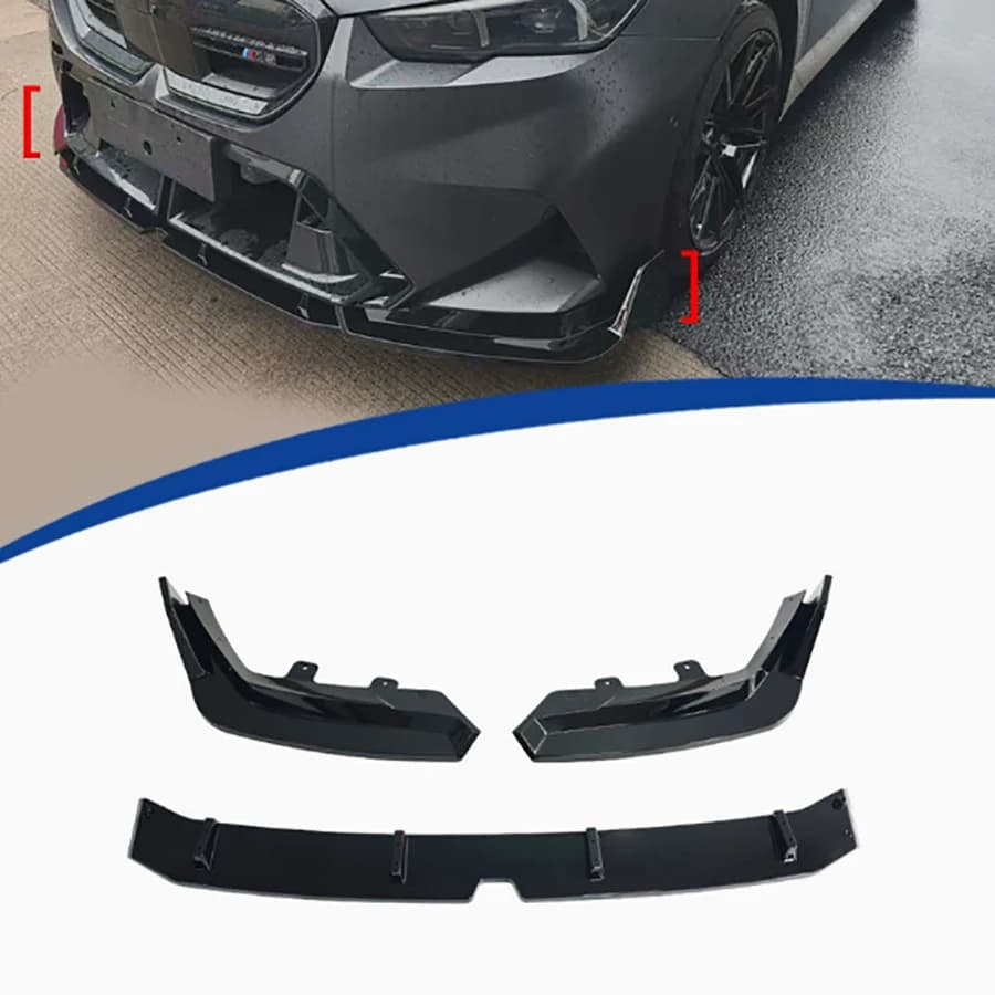 For BMW M5 G90 2024+ Bright Black Front lip Car Front Bumper Diverter Spoiler Diffuser glossy black Front lip chin Shunt body ki