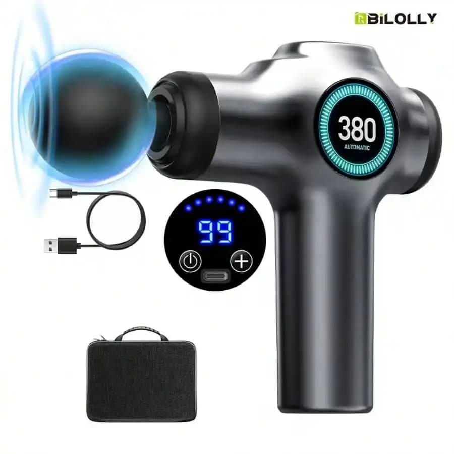 Pistola per massaggio, pistola per massaggio di tutto il corpo e schiena/braccia, massaggiatore per tessuti profondi, massaggiatore per il collo, sollievo dal dolore, pistola per massaggio muscolare a impatto, massaggiatore muscolare elettrico portatile, adatto per sport e fitness. Adatto sia per uomini che per donne, un regalo ideale.