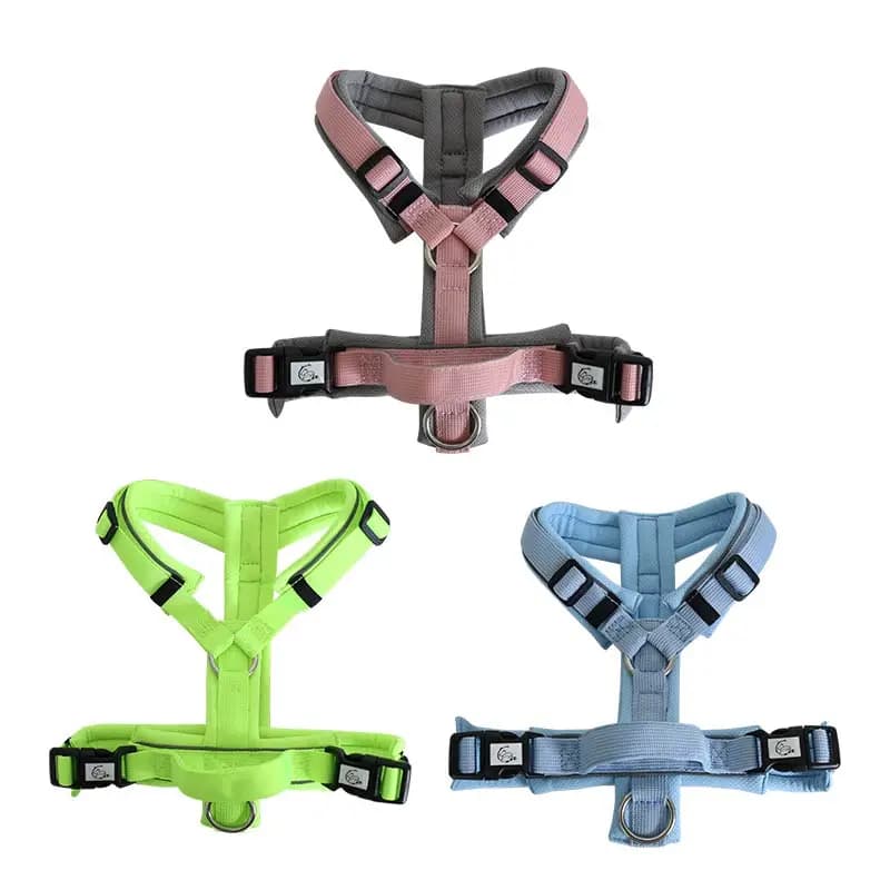 Custom Logo Soft Breathable Padded Adjustable Straps No Pull Y Shape Dog Harness With Handle