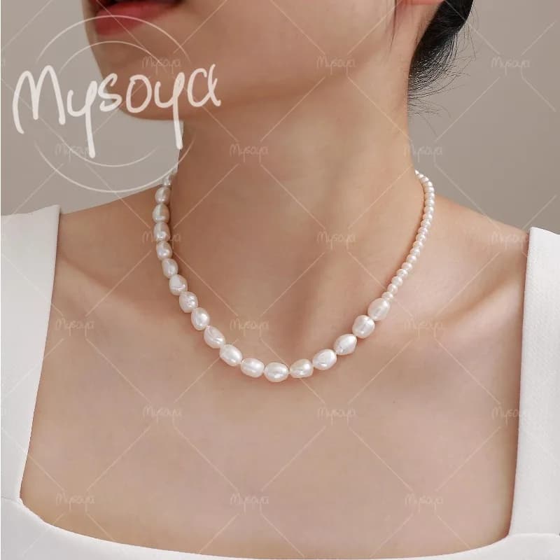 Collana di perle barocche d'acqua dolce MYSOYA a doppio passo da 4-5mm e 7-8mm, ideale come regalo per compleanno/matrimonio/festa della mamma A0428