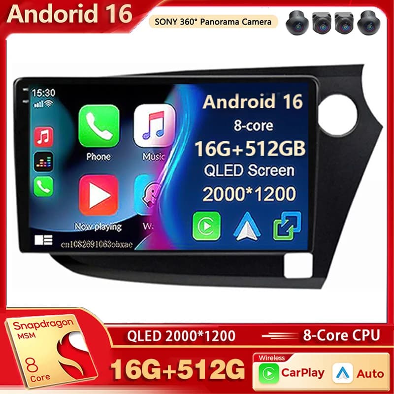 Android 15 Autoradio Lettore Multimediale Per HONDA INSIGHT 2009 - 2014 Auto Wireless Carplay Car Stereo DSP wifi + 4G Ai Voice 2 Din