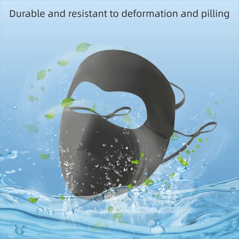 Maschera Estiva Regolabile in Seta Ghiacciata, Traspirante e Sottile, Protezione Solare UV, Copertura Viso per Sport