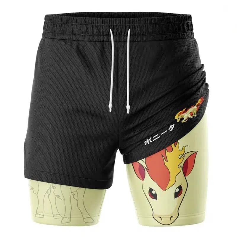 Pantaloncini Sportivi da Uomo Stampati alla Moda, Effetto Due Pezzi, Sottili, Larghi e Traspiranti per l'Estate