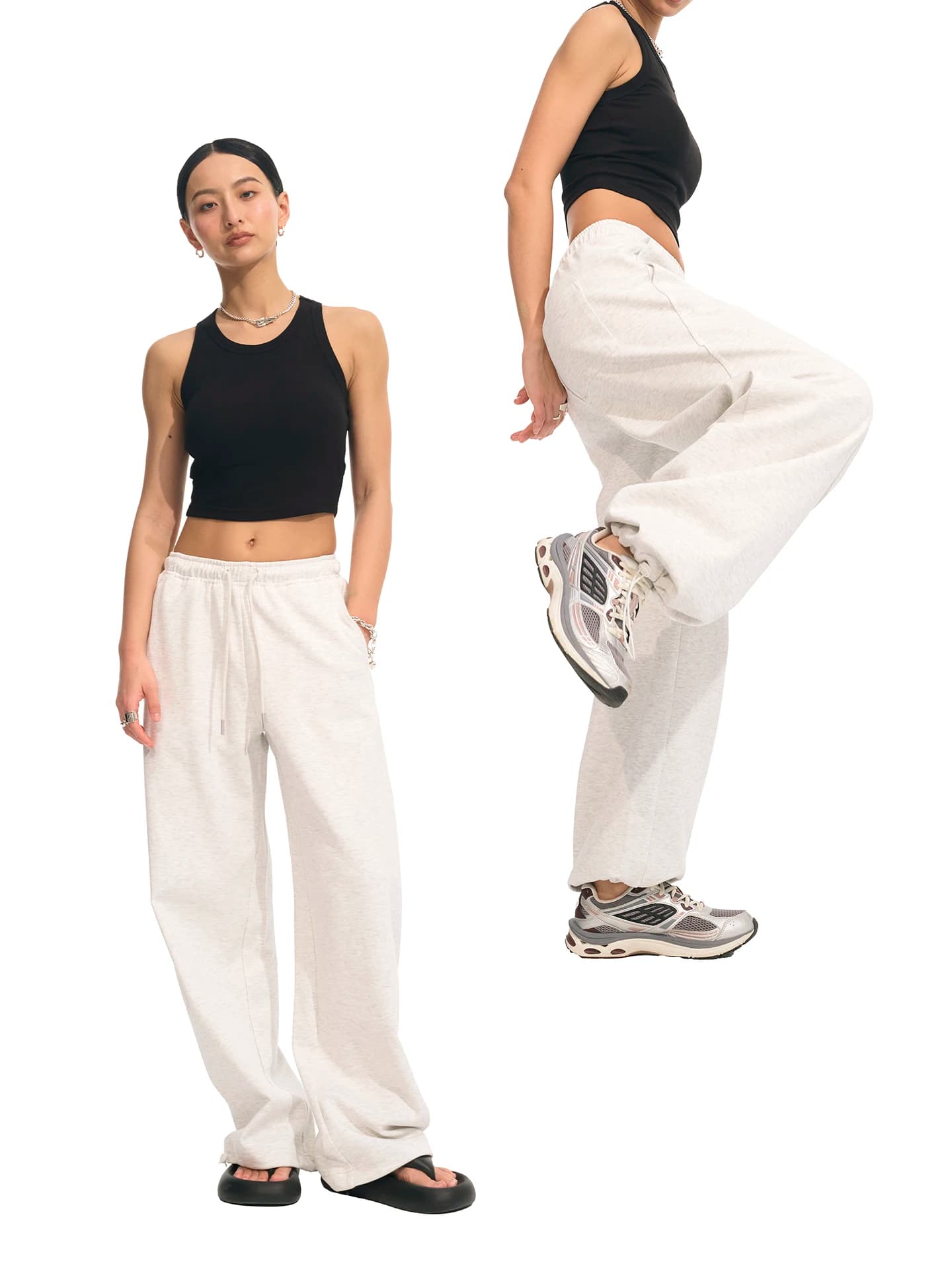 Pantaloni Sportivi Larghi Primaverili ed Estivi Decemarch con Elastico in Vita, Indossabili in Due Modi, Casual e alla Moda per Donna