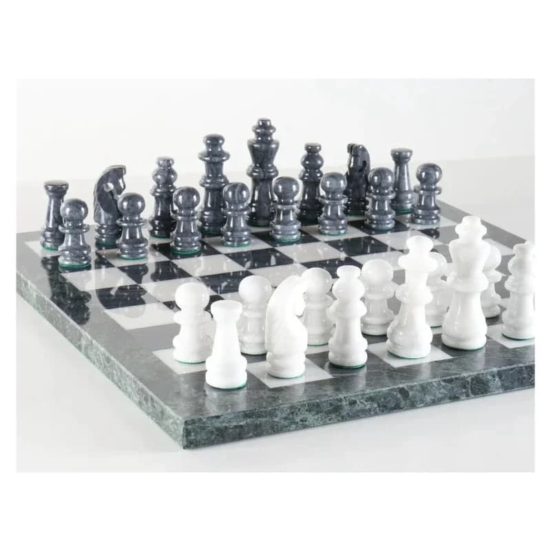 Design personalizzato e gioco di scacchi in marmo di lusso fatto a mano, set di scacchi in marmo bianco e nero da 16 pollici