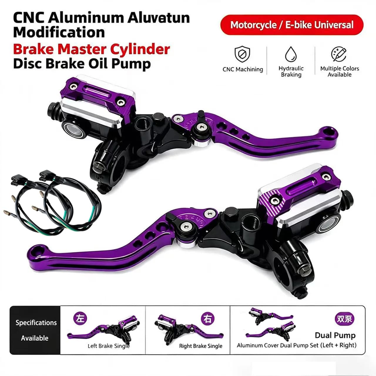 7/8" Motorcycle Handlebar Master Cylinder Levers Handle Hydraulic Brake Pump Clutch For Honda Yamaha Kawasaki Dirt Pit Bike ATV