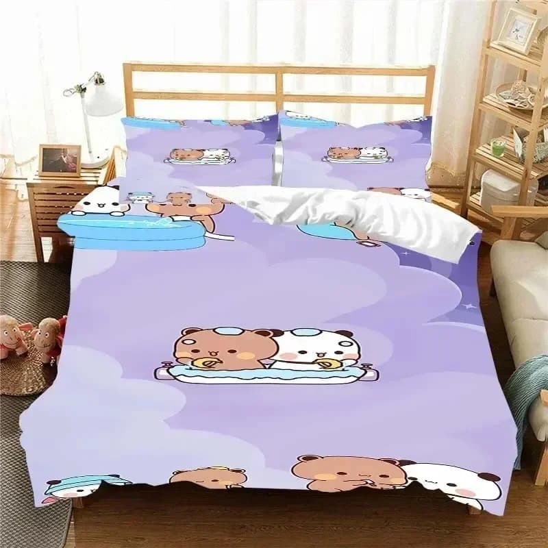 Set di Biancheria da Letto Anime Kawaii Bubu e Dudu con Stampa 3D, Copripiumino, Set Completo per Letto Singolo, Matrimoniale, King, Queen per Bambini