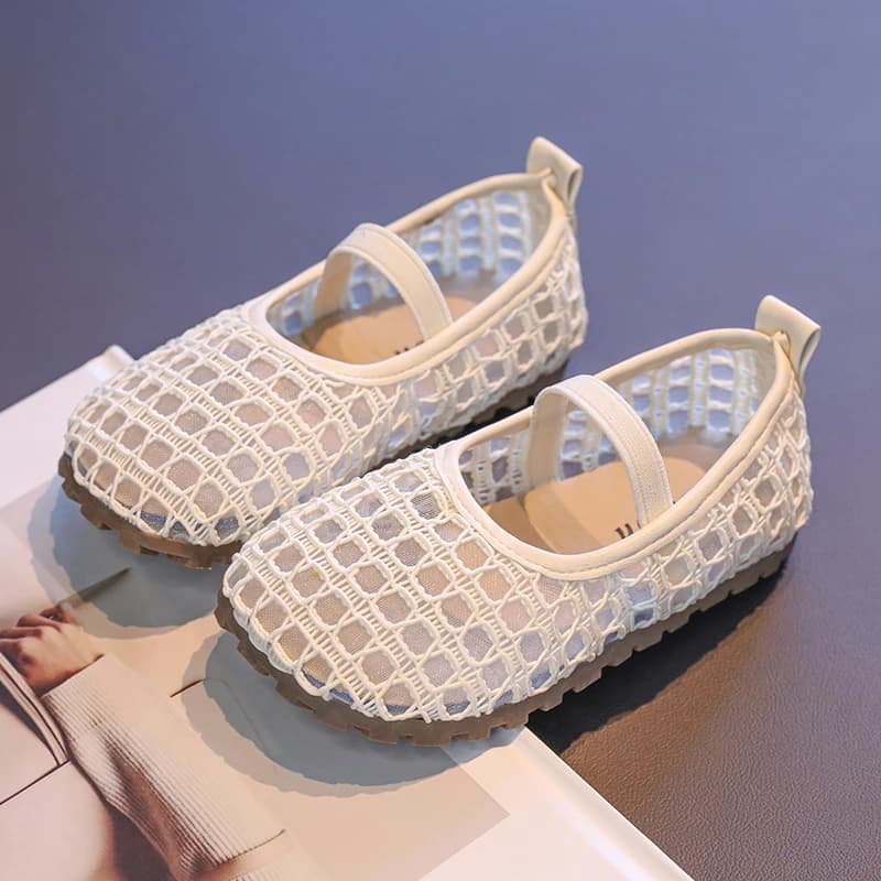 Flowers Mesh Girls Flats Shoes Elastic Band Soft Sole Breathable Children Ballet Flats Spring Summer Shallow Kids Princess Shoes
