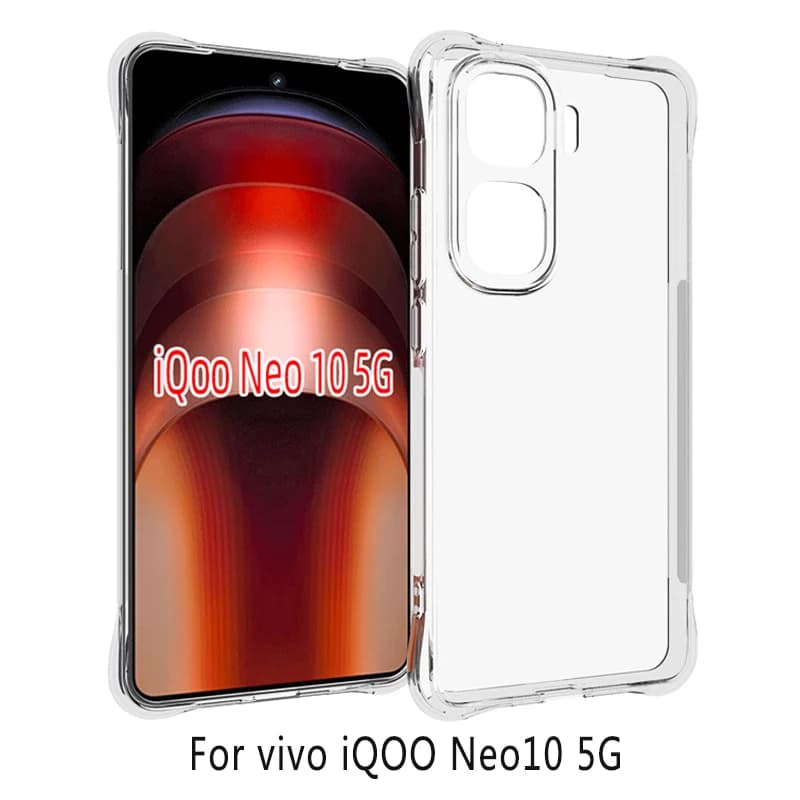 Vivo IQOO Neo10 5G Custodia Cuscino d'aria Antiurto Airbag Custodia in silicone trasparente TPU Cover posteriore per IQOO Neo 10 Neo10 iQOONeo10 5G