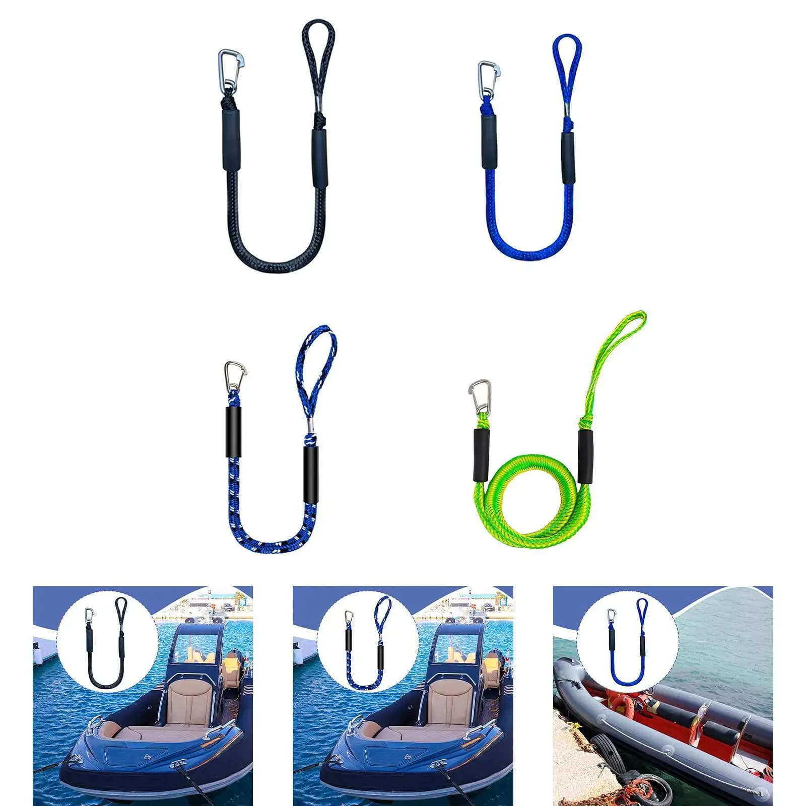 Corda di aggancio per linea di ancoraggio elastica Pratica linea di ancoraggio Corda di ormeggio elastica regolabile per pontone Barca di potere Sci Kayak Canoa