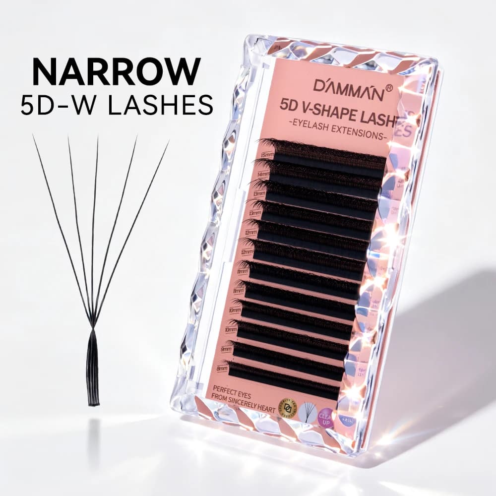 DAMMAN Ciglia a W 5D a 12 File con Spaziatura Ridotta, Extension Ciglia a Forma di W, Lunghezza Mista 8-15mm, Ciglia a Ventaglio Premade per Volume