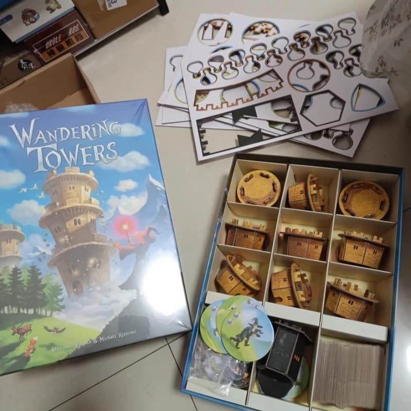 Gioco da Tavolo Strategico Wandering Towers, 1-6 Giocatori, Puzzle di Impilamento Torri, Allenamento del Pensiero, Gioco da Tavolo per Famiglia e Feste