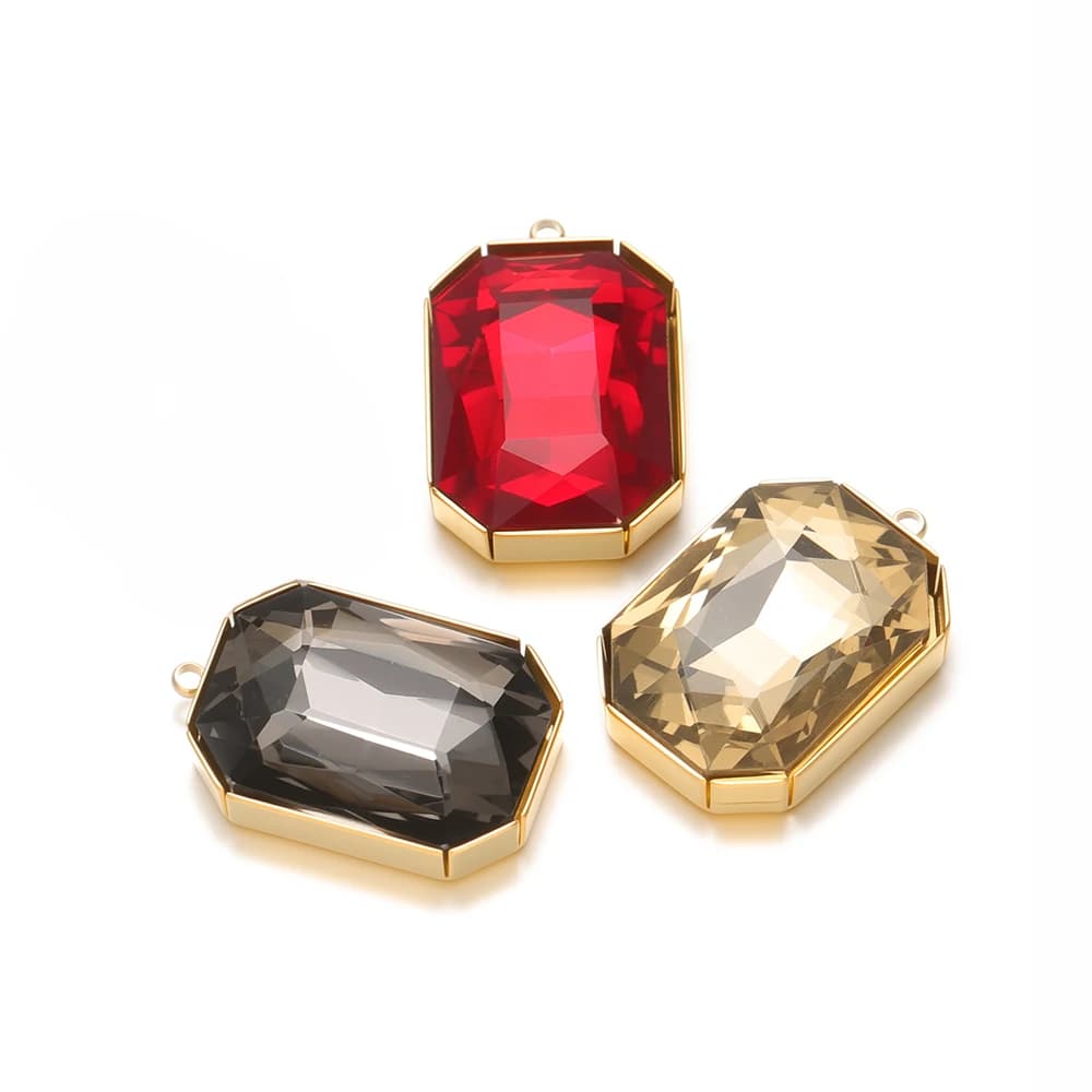 4Pcs Stainless Steel Crystal Glass Charms for Luxury Earrings Pendants Bracelets Findings DIY Girls Jewelry Necklace Making Bulk
