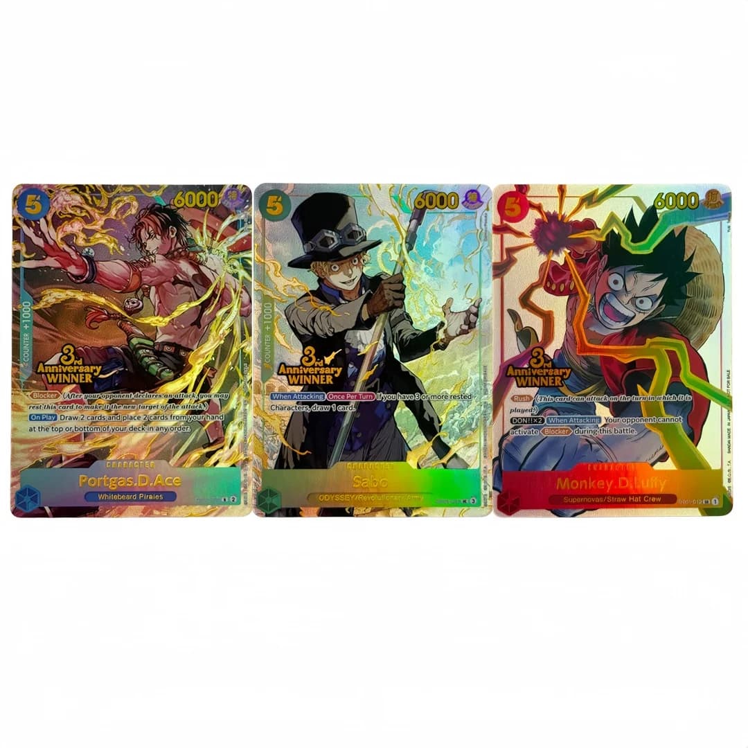 One Piece DIY US 3° Anniversario Serie Vincitori Sconto Flash Card Portgas D. Ace Monkey D. Luffy Sobo Anime Game Collection Card