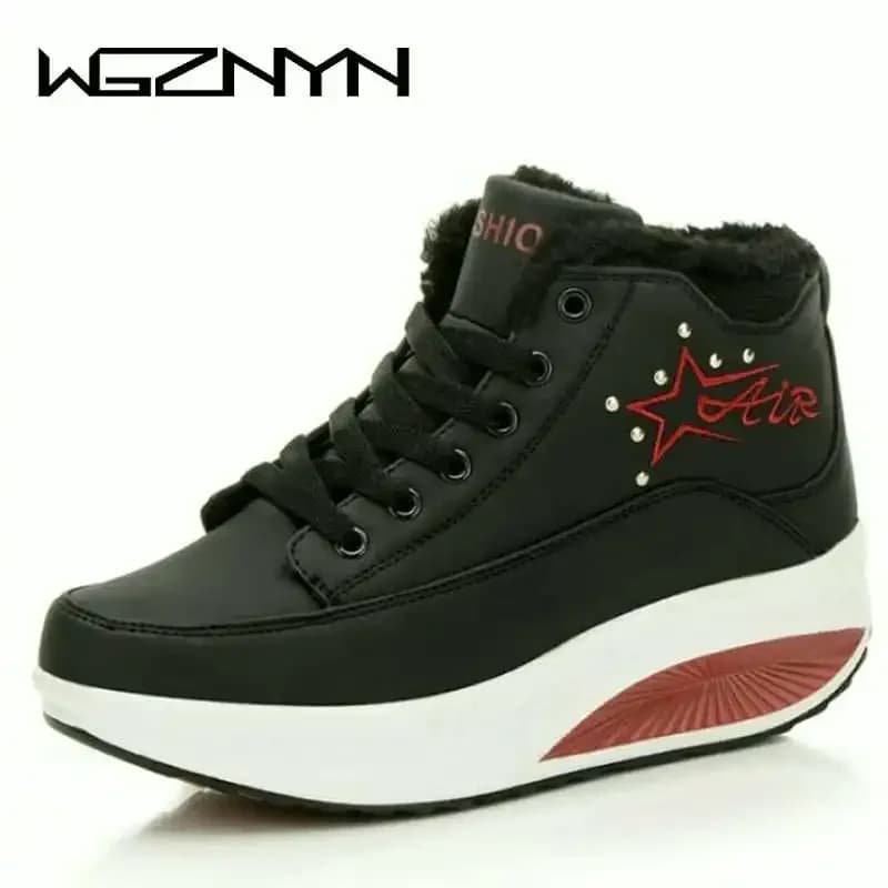2026 Swing Scarpe da fitness Donna Stivali da neve invernali imbottiti in cotone Scarpe da ginnastica con zeppa Aumento di altezza Scarpe dimagranti Botas Mujer