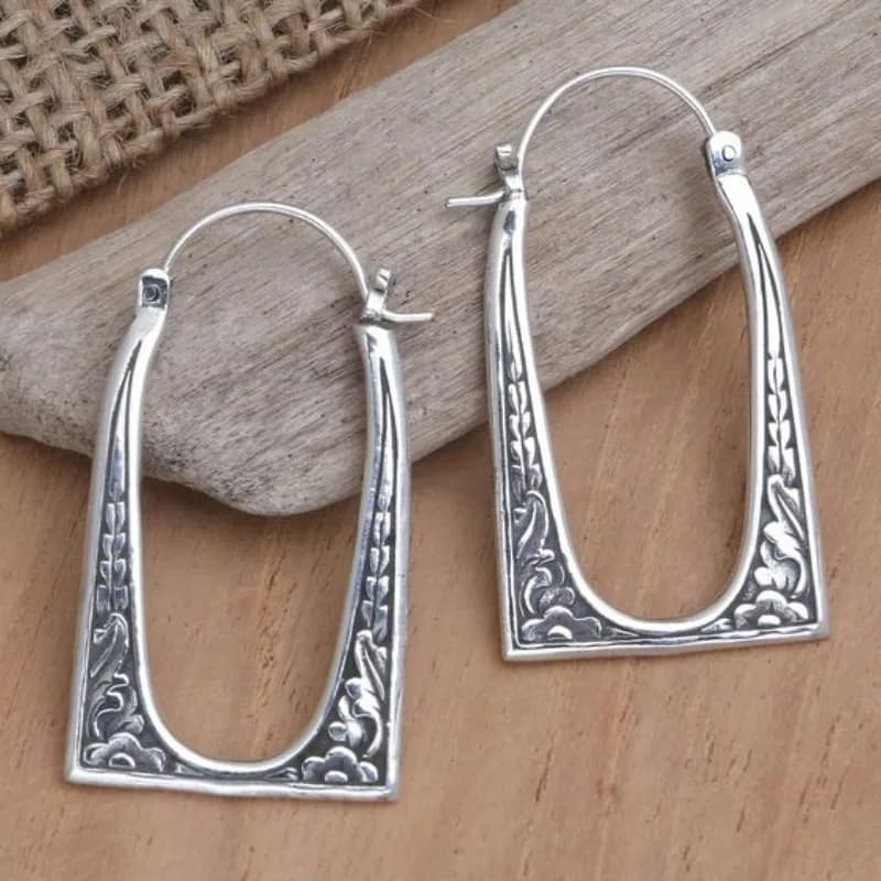 Orecchini pendenti da donna in stile etnico, colore argento, semplici, rotondi ed eleganti