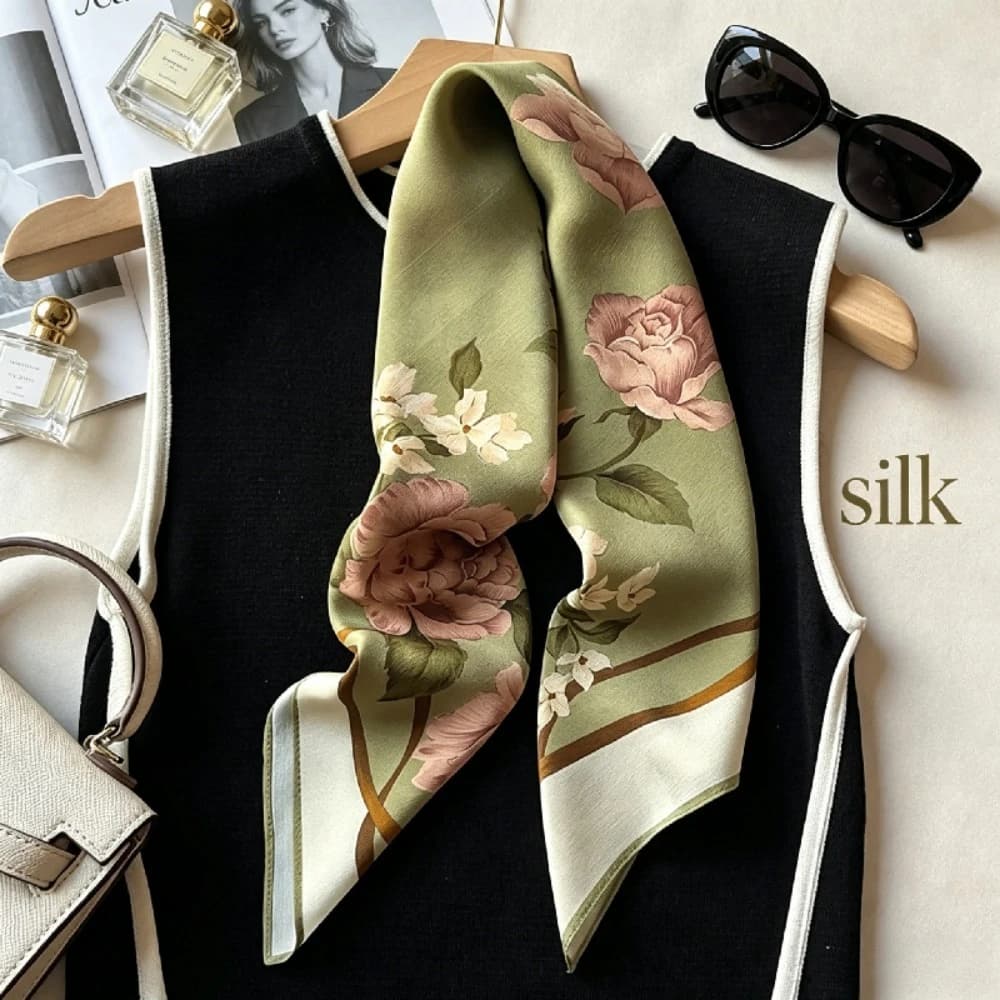 100% Mulberry Silk Scarf Versatile Fashion Souvenir Temperament Printed Neck with Scarf Mother's Day Gift Silk Square Scarf