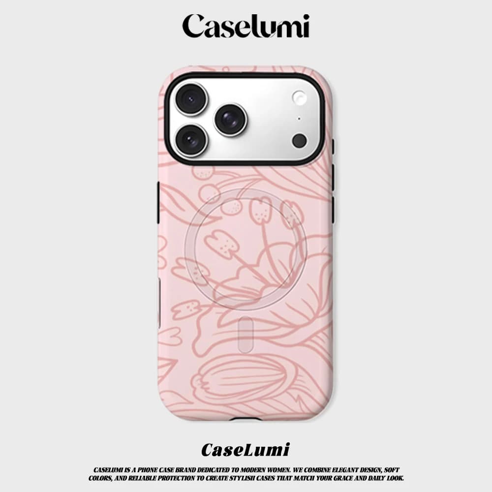 Cover CaseLumi Opaca Antiurto per iPhone 17 16 15 14 Plus 13 Pro Max con Bumper per MagSafe, in PC Rigido, Fantasia Floreale Pastello