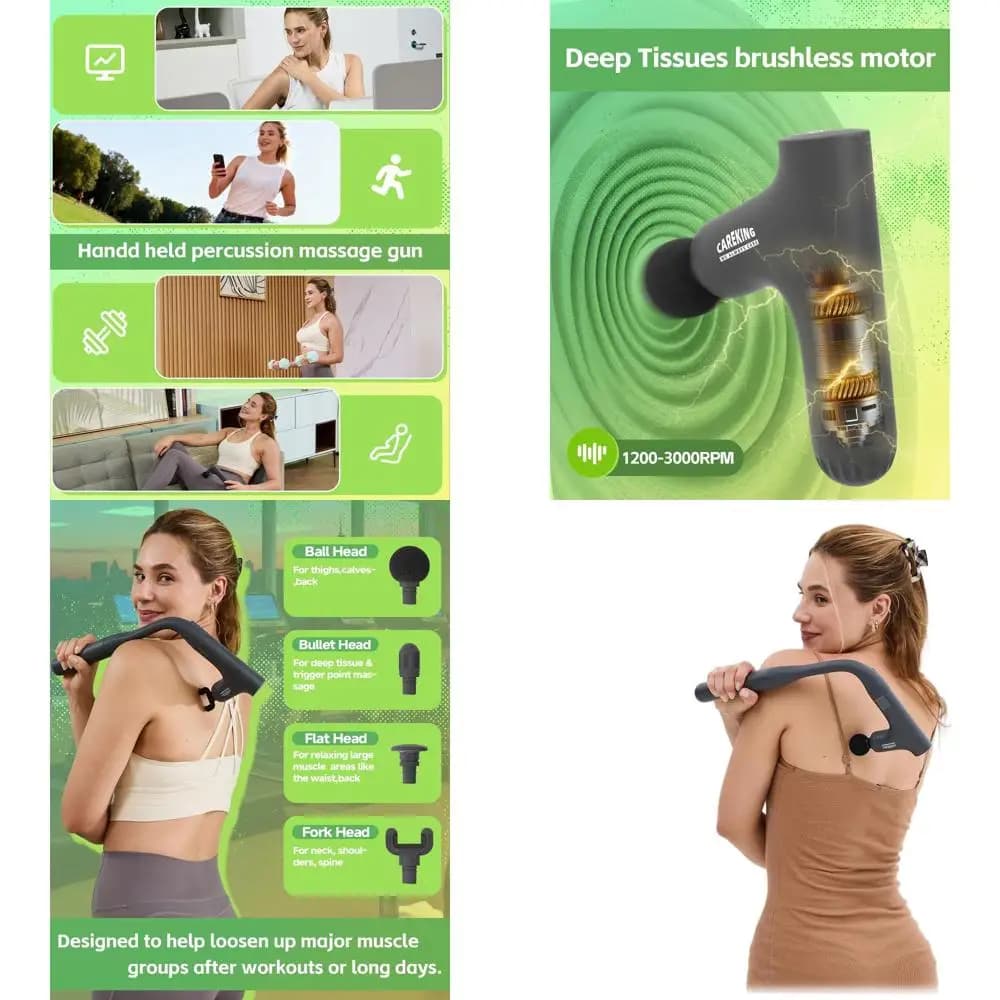 Portable Deep Muscular Massage Gun with Stretched Handle to relieve Pain and promote Muscular Recovery