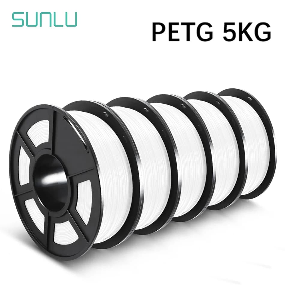 SUNLU PETG 1KG Filamento 3D 1,75MM 5 rotoli organizzati ordinatamente senza nodi Nessuna bolla Colore brillante Eso-amichevole Buona tenacità