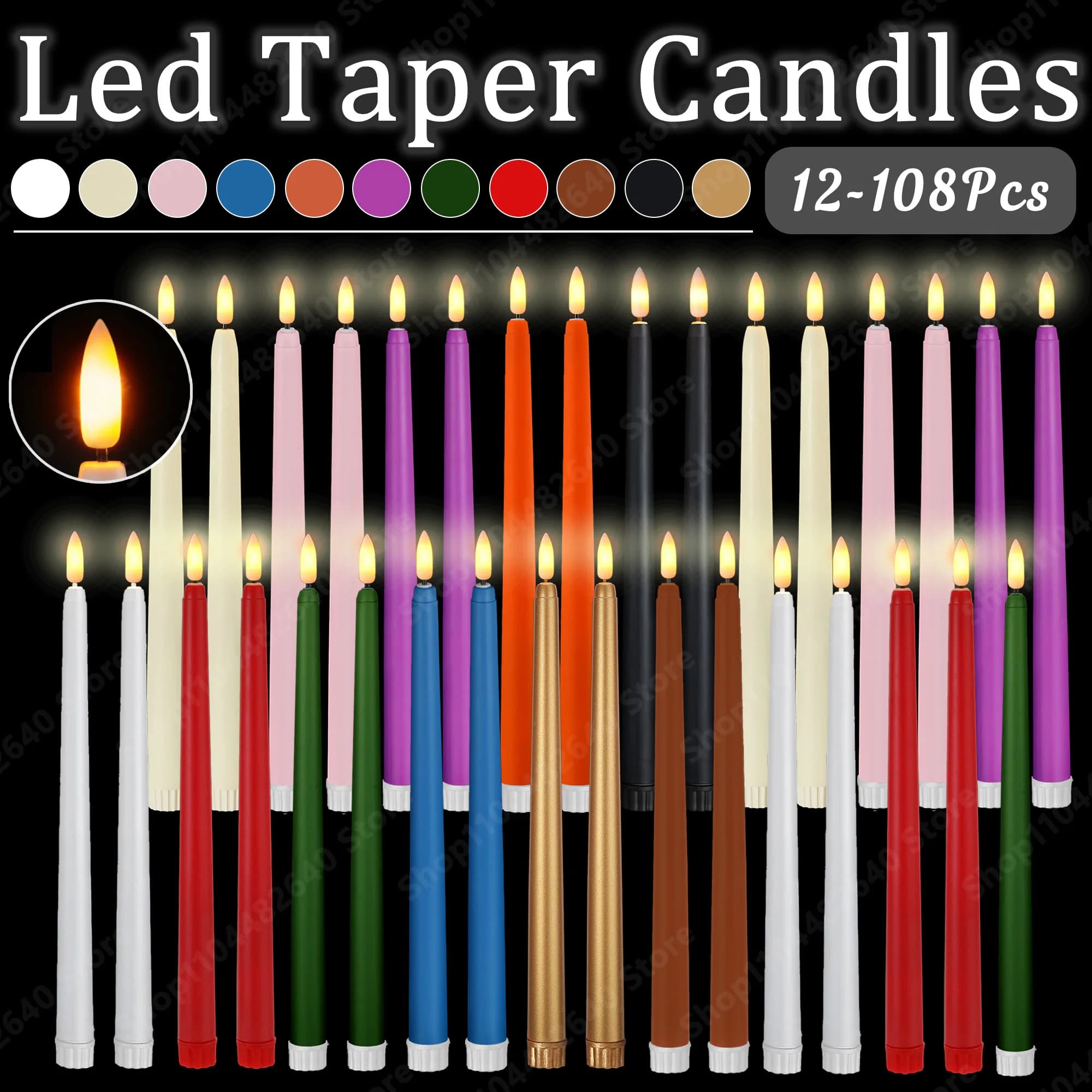 Candele a LED Senza Fiamma 12-108 Pezzi, Candele Finte Tremolanti per Matrimoni, Decorazioni per Chiesa, Casa e Tavola