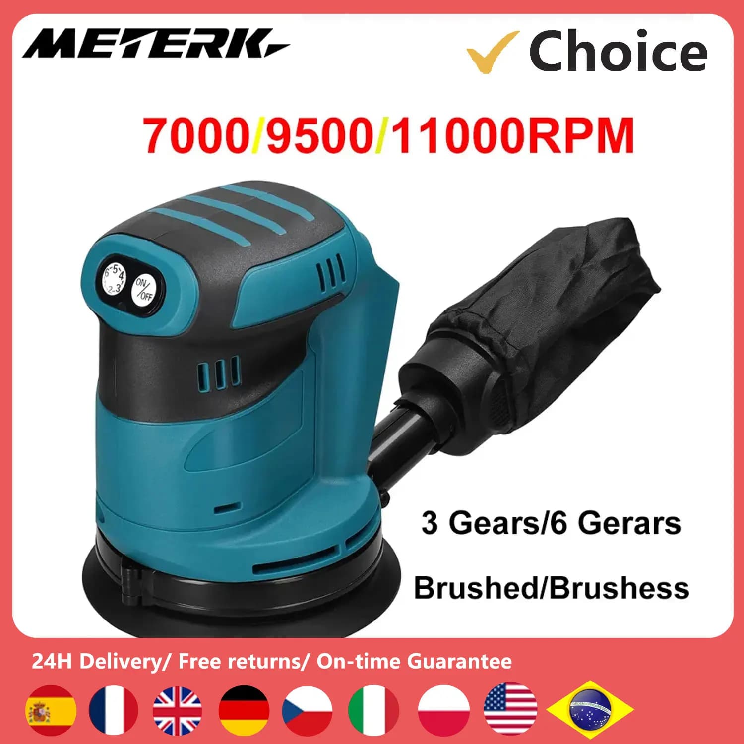 Levigatrice orbitale a batteria con motore a spazzola da 125 mm Smerigliatrice per legno Rettificatrice per lucidatura per ceretta per legno e metallo per utensili a batteria Makita 18V