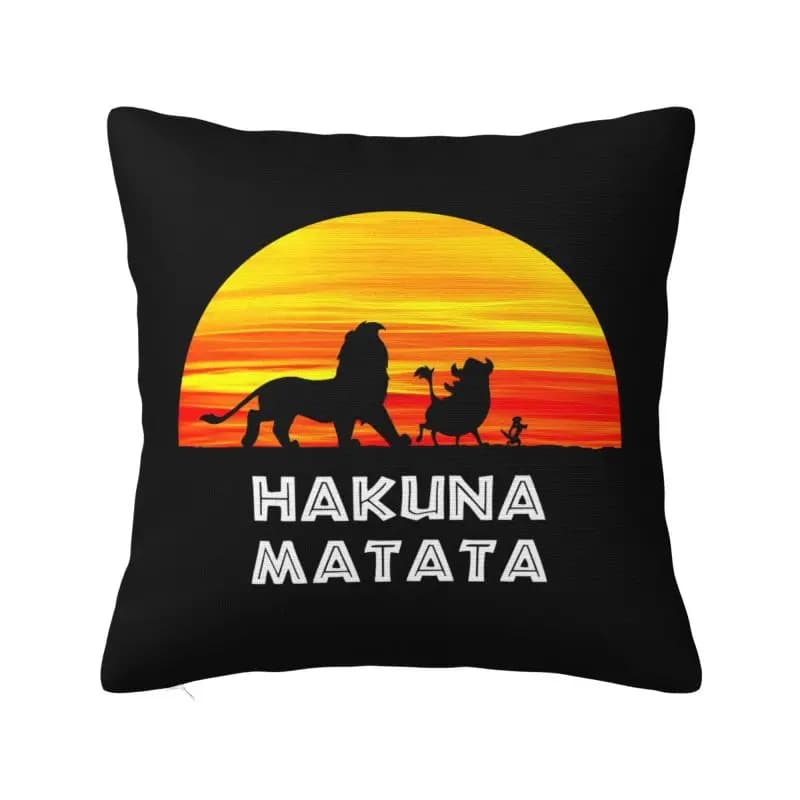 Custom Hakuna Matata Pillowcase Square Pillow Case 18x18 Inches Soft Cozy Polyester Cushion Cover for Home Office Car Decor