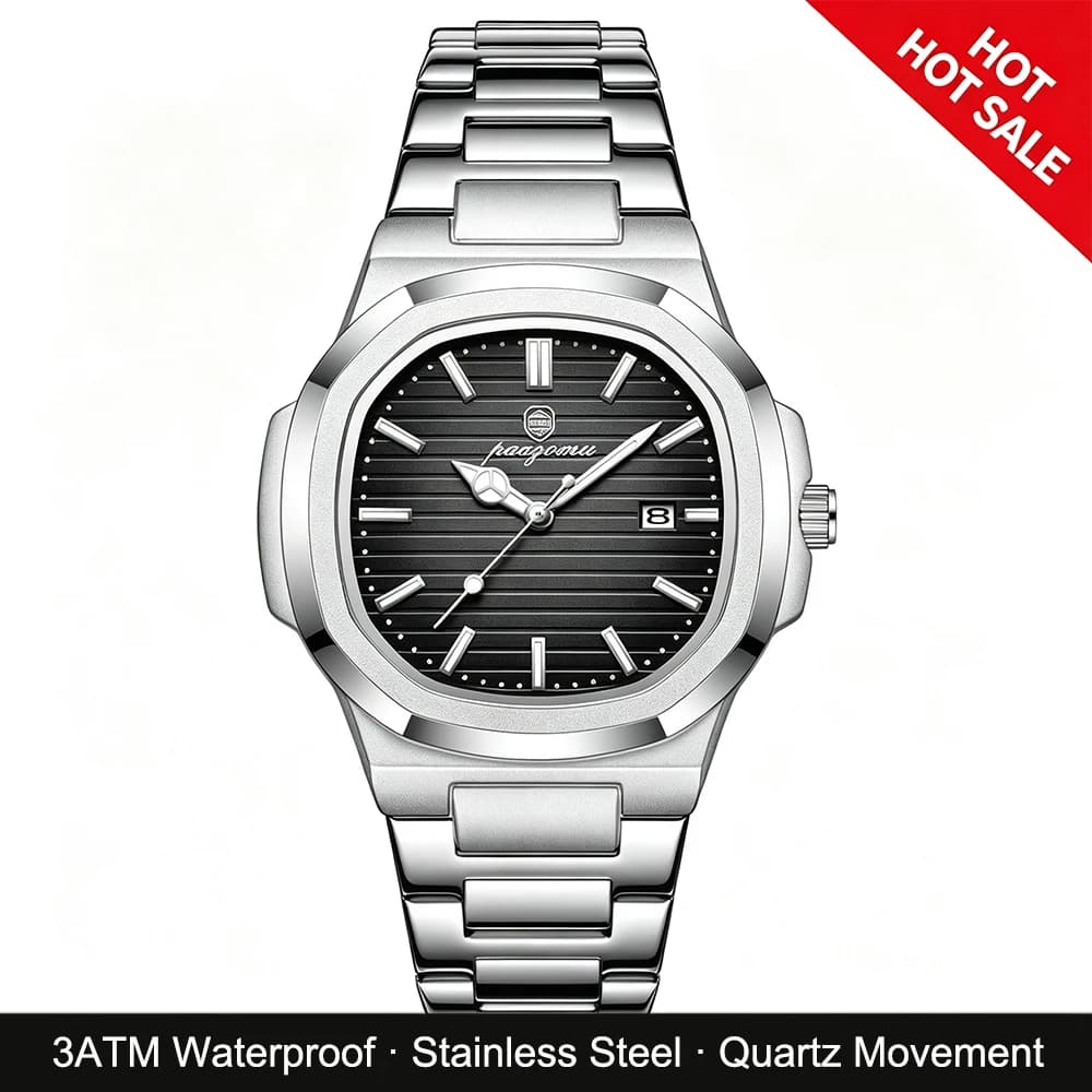PAAZOMU Men Quartz Wristwatch Fashion Business Sport Watch Waterproof Luminous Chronograph Date Male Clock Gift For Men Casual D