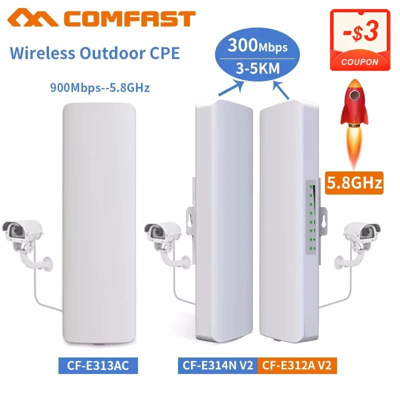 Comfast 300Mbps Outdoor Wireless Bridge CPE 2.4G/5.8G 3-10KM access point Wi-Fi long range extender Signal Amplifier Repeater AP