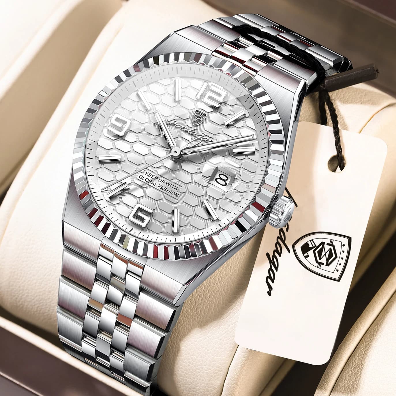 POEDAGAR Men's Watch Casual, Waterproof, Bright, With Date, Luxurious, Stainless Steel, Quartz, Male Fashion, Couple Gift