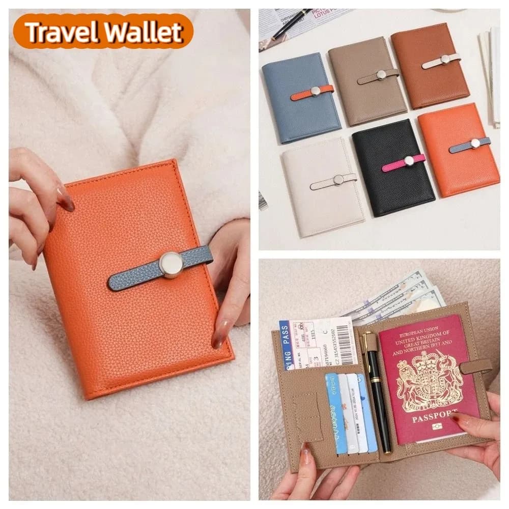 Porta Carte in PU, Custodia per Passaporto, Porta Biglietti, Portafoglio Pieghevole, Custodia per Carte di Imbarco Aereo, Borsa Portaoggetti, Accessori da Viaggio