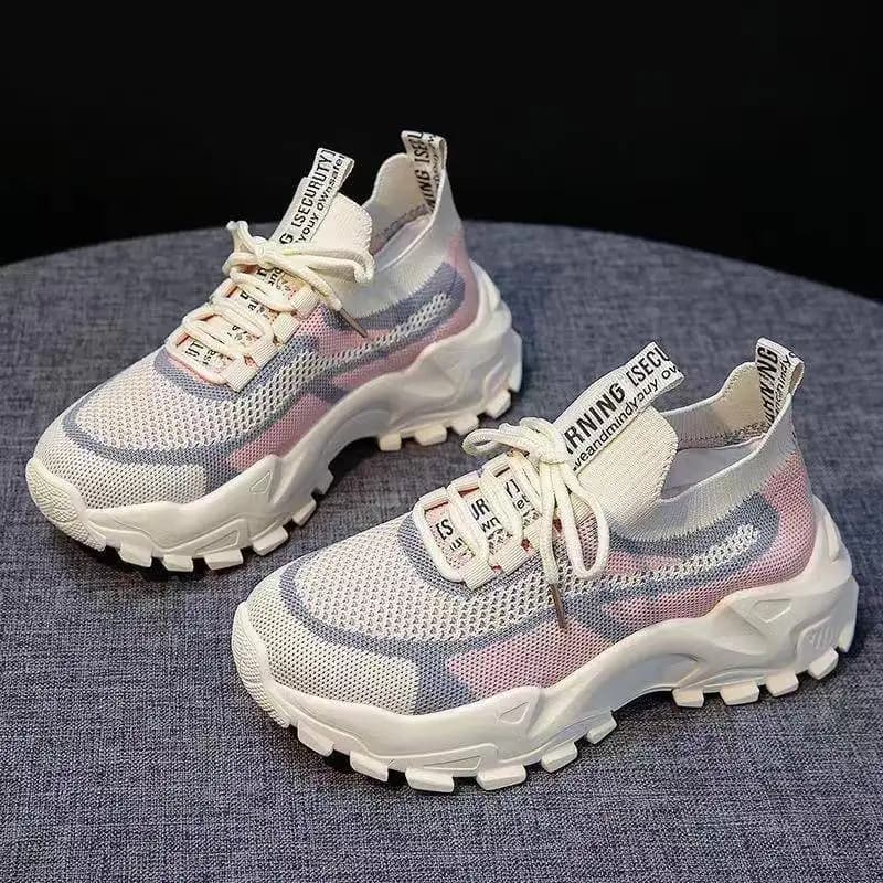 Nuove Scarpe Sportive da Donna Primavera-Estate 2023, Calzature in Maglia con Suola Spessa, Leggere, Casual, da Corsa, per Studentesse
