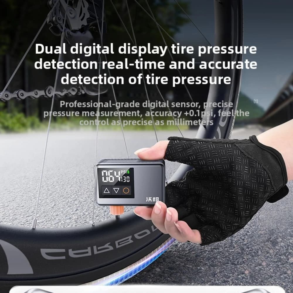 Mini Pompa Elettrica Portatile per Bici con Manometro Digitale - Gonfiatore Pneumatici Bici