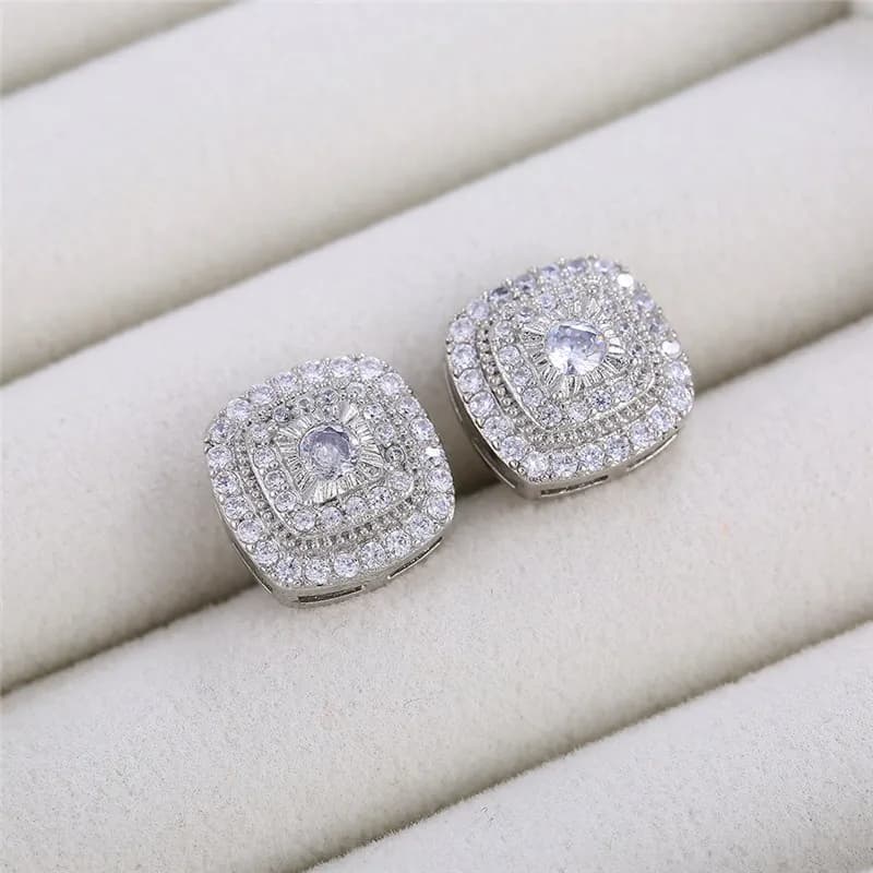 Orecchini a Perno in Argento Sterling 925 con Zirconia Cubica, Forma Quadrata Principessa, Stile Versatile, Regalo Elegante, Gioielli per Donne