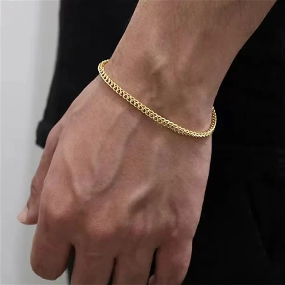 Bracciale cubano quadrato geometrico in acciaio inossidabile da 3 mm Bracciale da uomo semplice Bracciale gioielli alla moda per accessori da donna