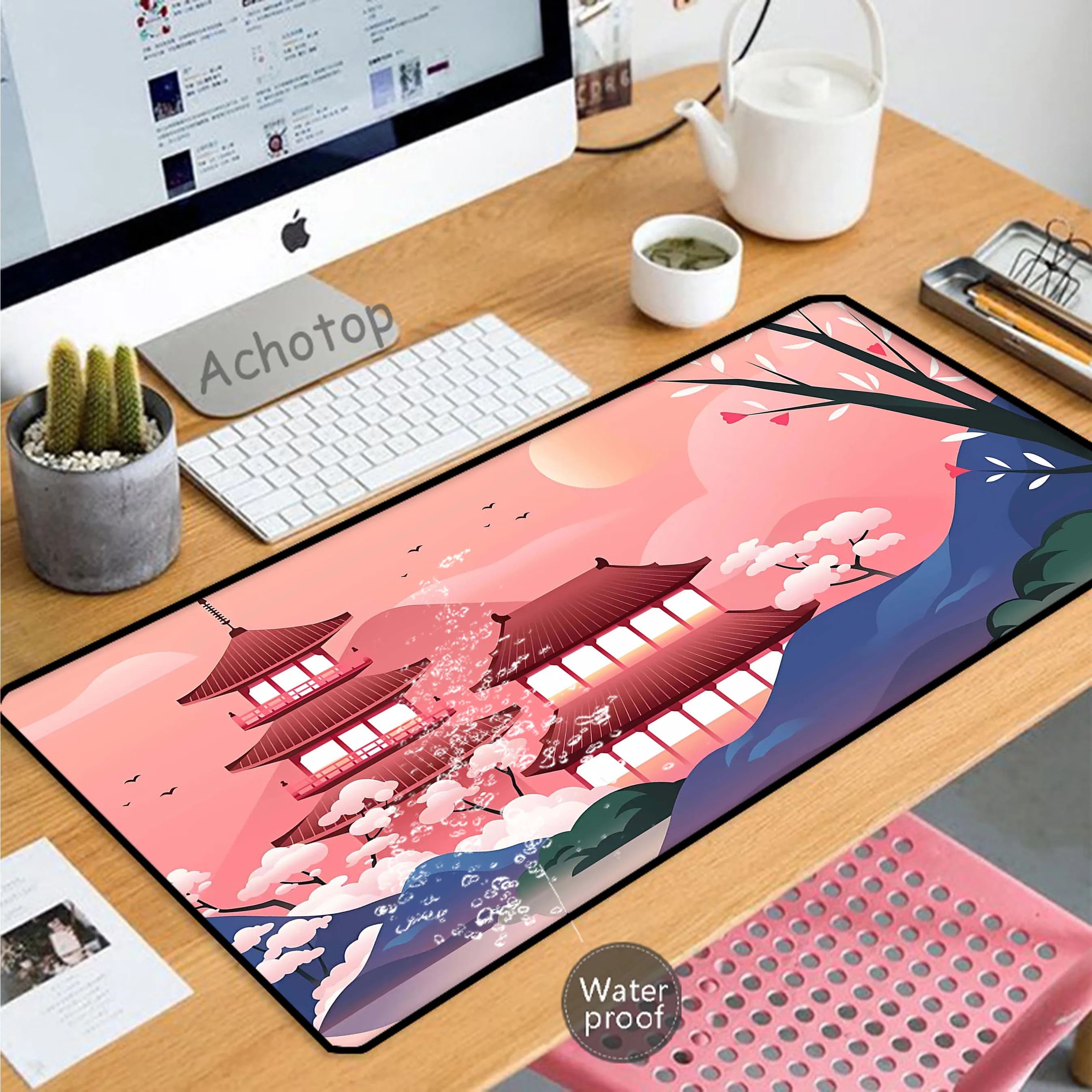 Antivegetativa impermeabile tappetino per Mouse da gioco in stile giapponese tappetino per Mouse da gioco di grandi dimensioni tappetini per tastiera per Computer tappetino per Mouse con bordo di bloccaggio XXXL